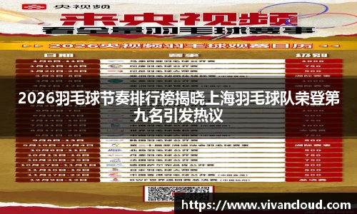 2026羽毛球节奏排行榜揭晓上海羽毛球队荣登第九名引发热议